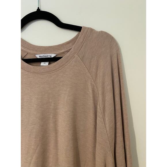 NWT Athleta Mindset Sweatshirt 2X $69 Super Soft Comfortable Long Sleeve Top Tan - Picture 3 of 7
